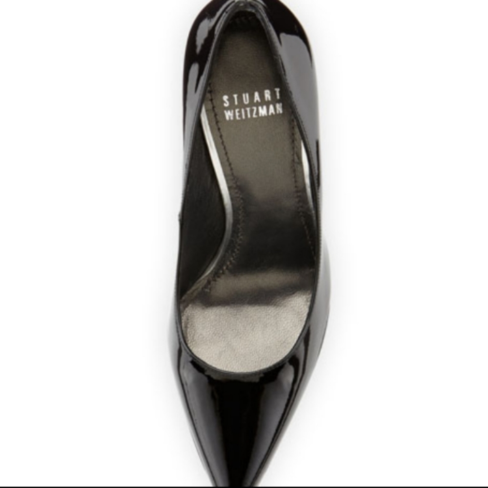 Stuart Weitzman black patent leather pointy toe heel pump size 7